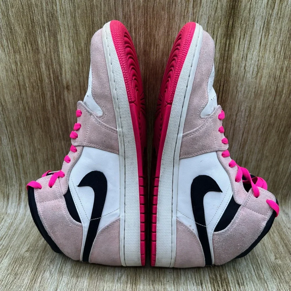Nike Air Jordan 1 Mid Men's Size 13 Crimson Tint White Black Shoes 852542-801